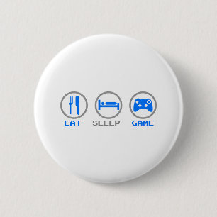 Eat Sleep Game opnieuw - Gamer, geek videospelletj Ronde Button 5,7 Cm