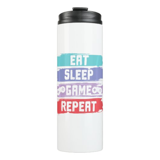 Eat Sleep Game Repeat Controller Thermosbeker (Voorkant)