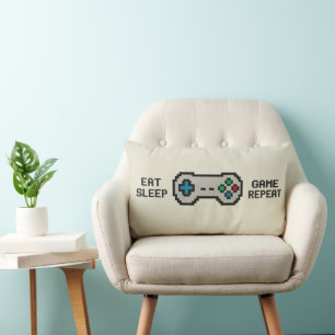 Eat Sleep Game Repeat – Cool Pixel Gamer Kussen