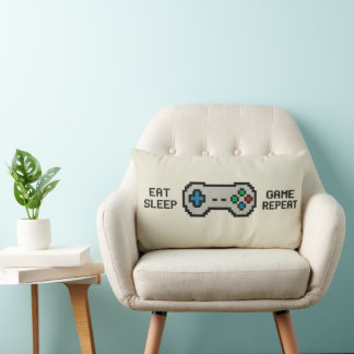 Eat Sleep Game Repeat – Cool Pixel Gamer Kussen