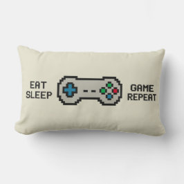 Eat Sleep Game Repeat – Cool Pixel Gamer Kussen