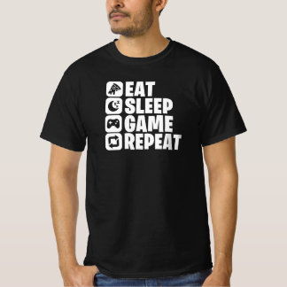 Eat Sleep Game Repeat Funny Gamer Quote T-shirt