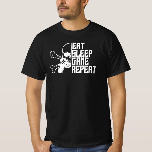 Eat Sleep Game Repeat Funny Gamer Quote T-shirt (Voorkant)