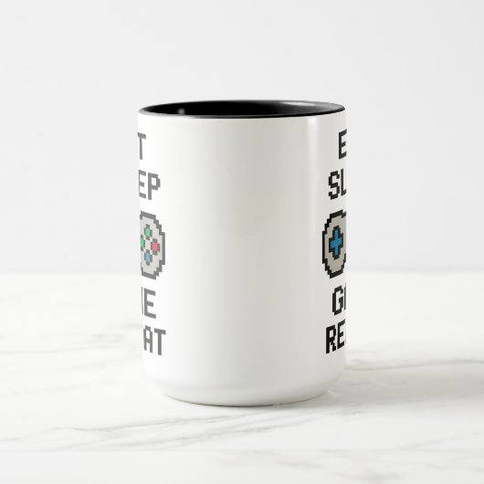 Eat Sleep Game Repeat – Gamer Pixel Art Mug Mok (Midden)