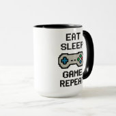 Eat Sleep Game Repeat – Gamer Pixel Art Mug Mok (Voorkant rechts)