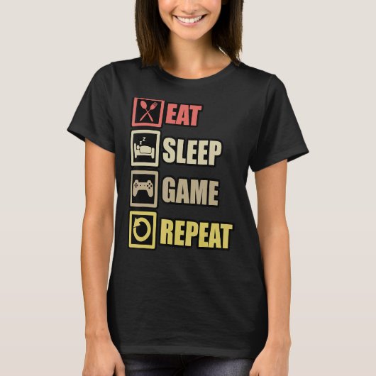 Eat Sleep Game Repeat Gaming Controller Pc T-shirt (Voorkant)