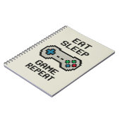 Eat Sleep Game Repeat – Pixel Gamer Notebook Notitieboek (Linkerzijde)