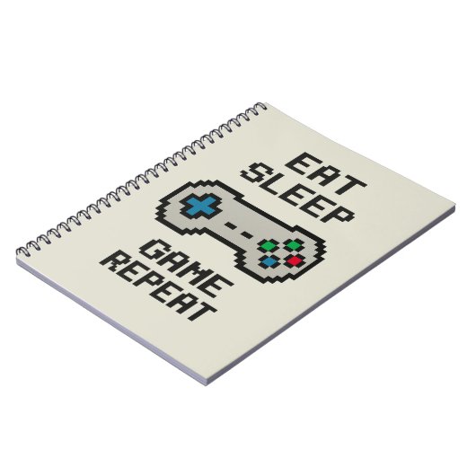 Eat Sleep Game Repeat – Pixel Gamer Notebook Notitieboek (Linkerzijde)