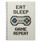 Eat Sleep Game Repeat – Pixel Gamer Notebook Notitieboek (Voorkant)
