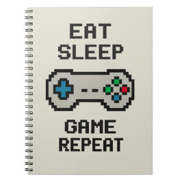 Eat Sleep Game Repeat – Pixel Gamer Notebook Notitieboek