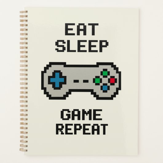 Eat Sleep Game Repeat Planner – Pixel Art Gamer (Voorkant)