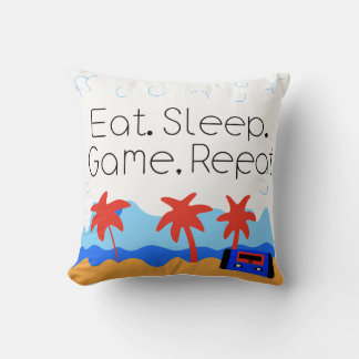 "Eat. Sleep. Game. Repeat." Retro Gaming Kussen