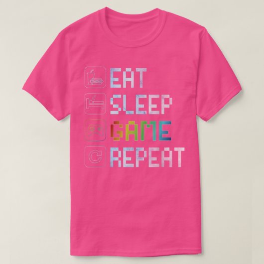 Eat Sleep Game Repeat  RGB Effect  for Video Games T-shirt (Design voorkant)