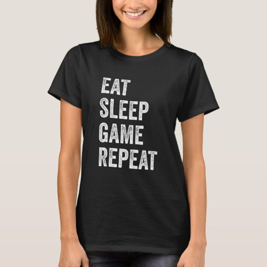 Eat Sleep Game Repeat  Video Games Gaming Men Boys T-shirt (Voorkant)