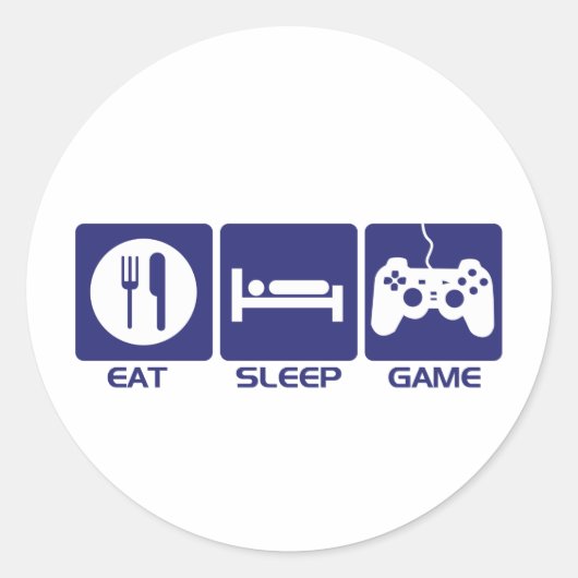 Eat Sleep Game Ronde Sticker (Voorkant)