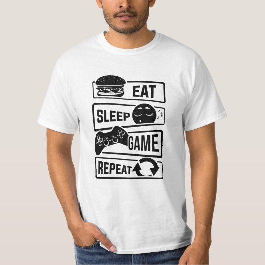 Eat Sleep Game T-shirt (Voorkant)