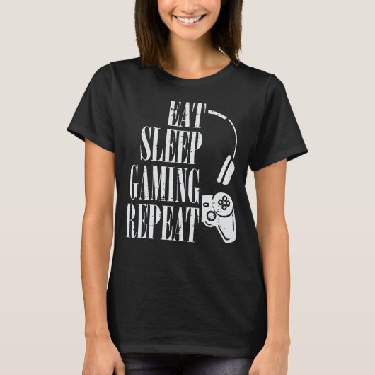 Eat Sleep Gaming Repeat Funny Gamer Boys Kinder To T-shirt (Voorkant)