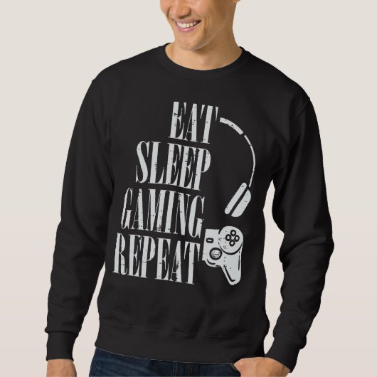 Eat Sleep Gaming Repeat Funny Gamer Boys Kinder To Trui (Voorkant)