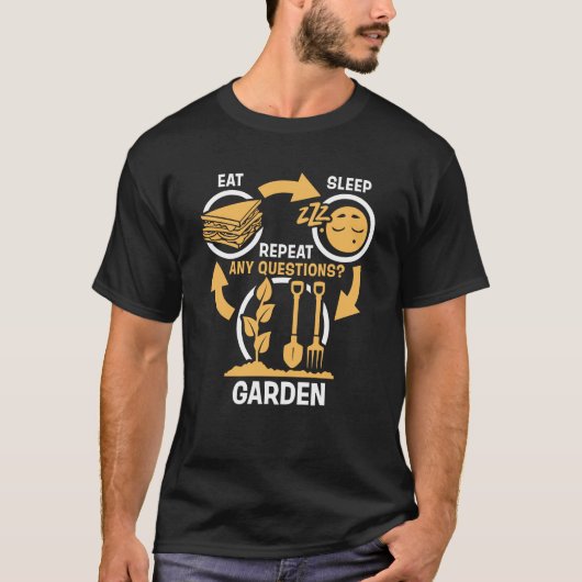Eat Sleep Garden Herhalen - Funny Gardening T-shirt (Voorkant)