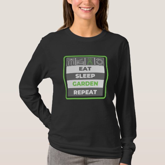 Eat Sleep Garden Herhalen - Lange hoes T-shirt (Voorkant)