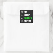 Eat Sleep Garden Herhalen Vierkante Sticker (Tas)