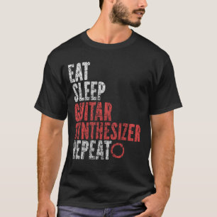 Eat Sleep Gitaar synthesizer Herhalen T-shirt