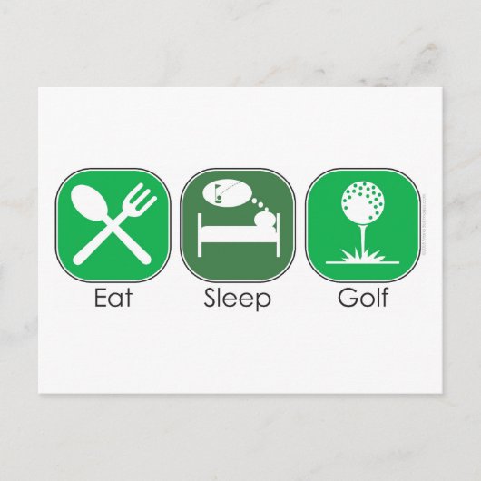 Eat Sleep Golf Briefkaart (Voorkant)