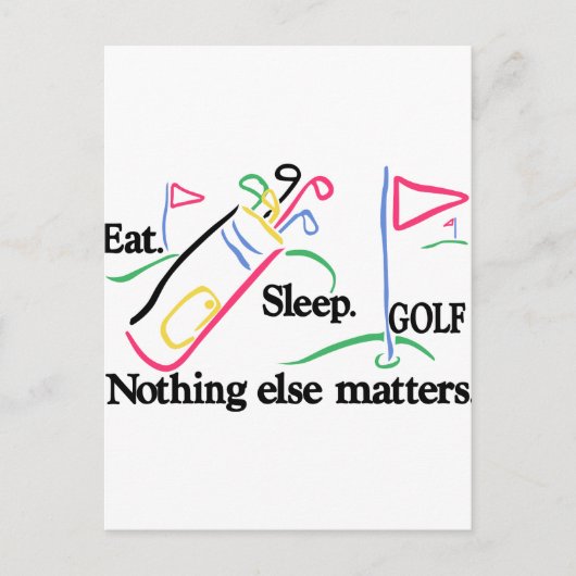 Eat Sleep Golf Briefkaart (Voorkant)