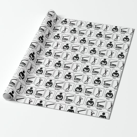 Eat Sleep Golf Cadeaupapier (Uitgerold)