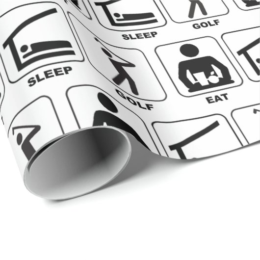 Eat Sleep Golf Cadeaupapier (Rol Hoek)