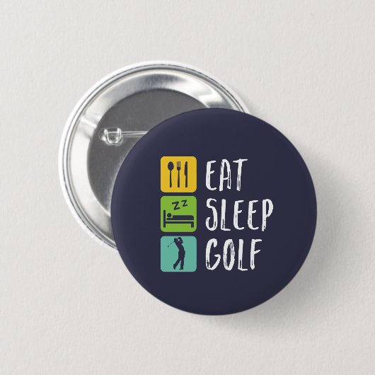 Eat Sleep Golf Funny Golfer en Golfing Ronde Button 5,7 Cm (Voorkant /achterkant)