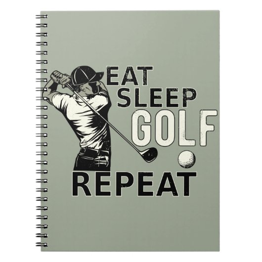 Eat Sleep Golf Herhaal Funny Gift voor Golfers Notitieboek (Voorkant)