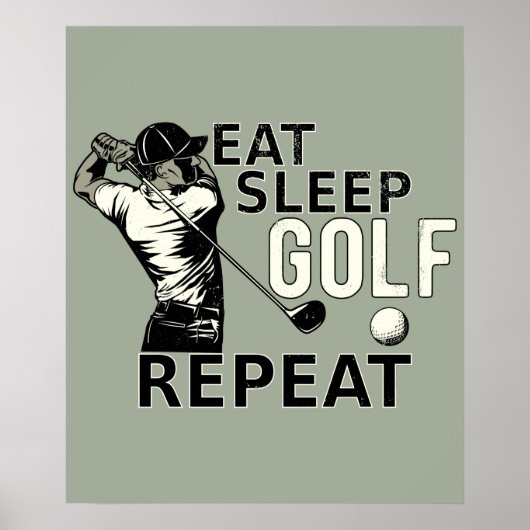 Eat Sleep Golf Herhaal Funny Gift voor Golfers Poster (Voorkant)