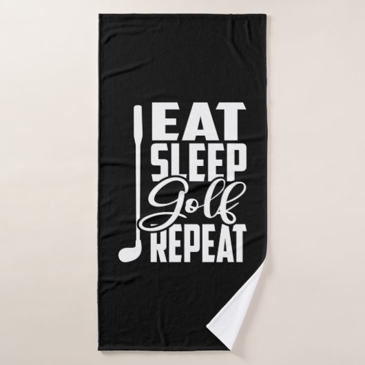 Eat Sleep Golf Herhalen Badhanddoek (Badhanddoek)
