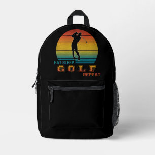 Eat Sleep Golf Herhalen Bedrukte Rugzak