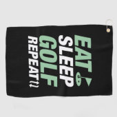 Eat Sleep Golf Herhalen Golfhanddoek (Horizontaal)