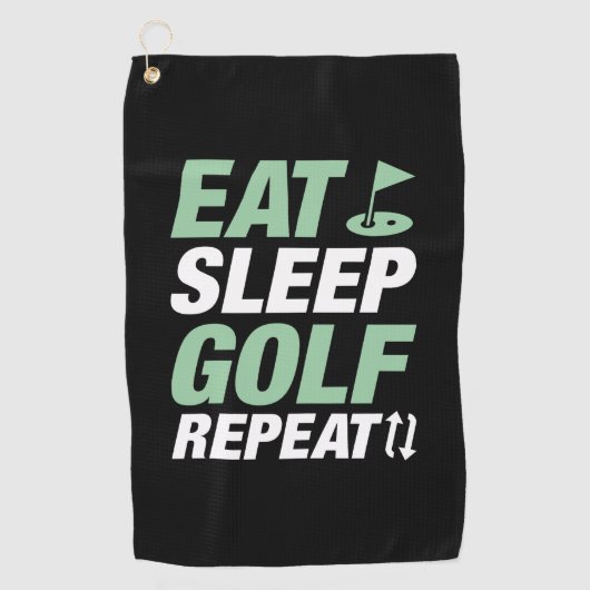 Eat Sleep Golf Herhalen Golfhanddoek (Voorkant)