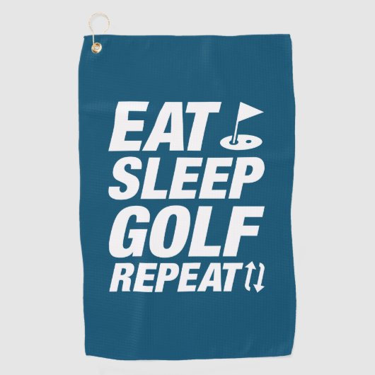Eat Sleep Golf Herhalen Golfhanddoek (Voorkant)