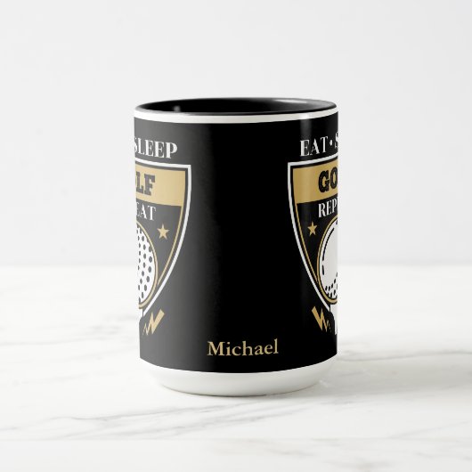 Eat Sleep Golf Herhalen Mok (Midden)