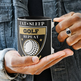 Eat Sleep Golf Herhalen Mok