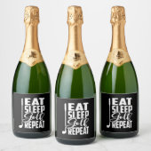 Eat Sleep Golf Herhalen Sparkling Wijnetiket (Flessen)