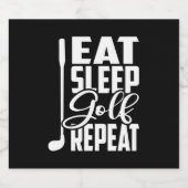 Eat Sleep Golf Herhalen Sparkling Wijnetiket (Enkel label)