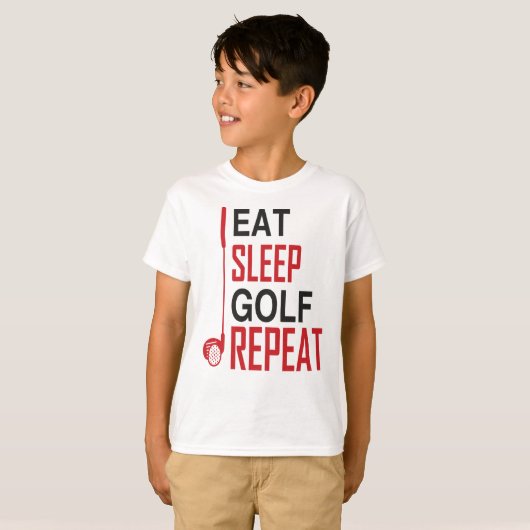 Eat Sleep Golf Herhalen T-shirt (Voorkant volledig)