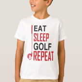 Eat Sleep Golf Herhalen T-shirt (Voorkant)