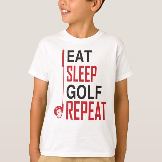 Eat Sleep Golf Herhalen T-shirt (Voorkant)