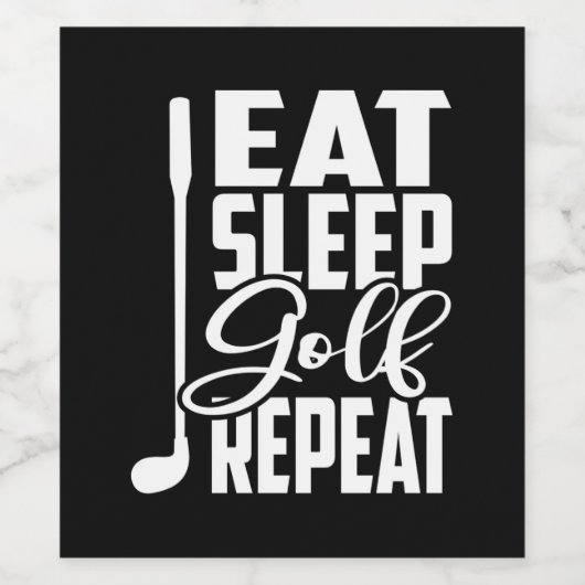 Eat Sleep Golf Herhalen Wijn Etiket (Enkel label)