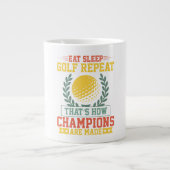 Eat Sleep Golf Repeat Champions Golf Grote Koffiekop (Voorkant)