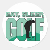 Eat Sleep Golf Ronde Sticker (Voorkant)