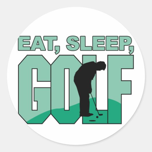 Eat Sleep Golf Ronde Sticker (Voorkant)