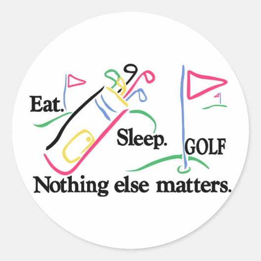 Eat Sleep Golf Ronde Sticker (Voorkant)